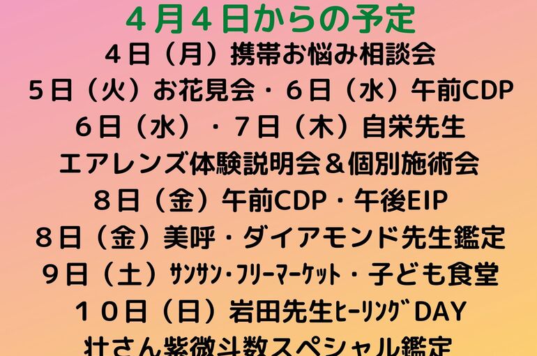 来週の予定