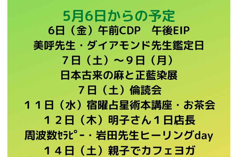 来週の予定