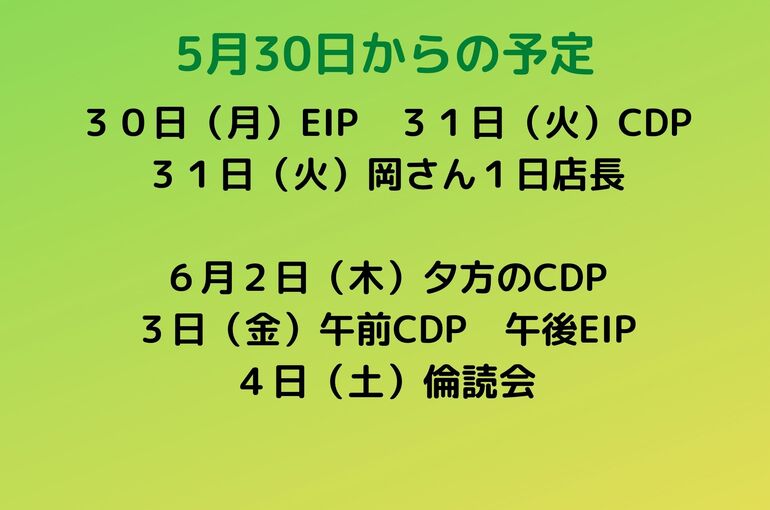 来週の予定