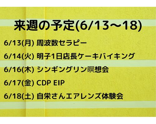 来週の予定