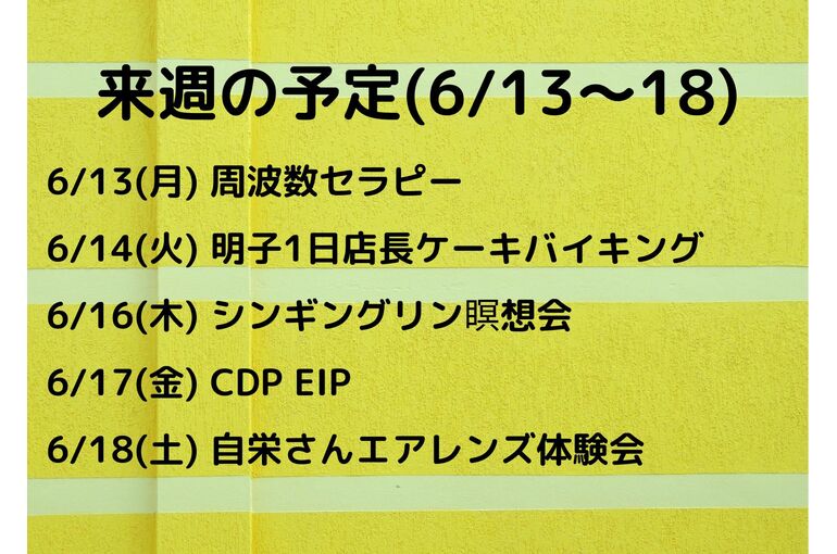 来週の予定